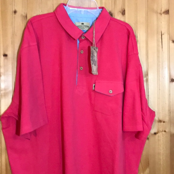 NWT Buffalo Jackson Red Fuchsia Cotton Polo Shirt - Picture 2 of 11